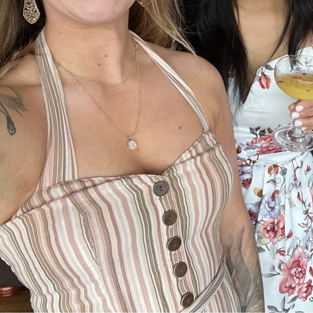 American Eagle striped jumpsuit halter neck tie - Picture 8 of 9